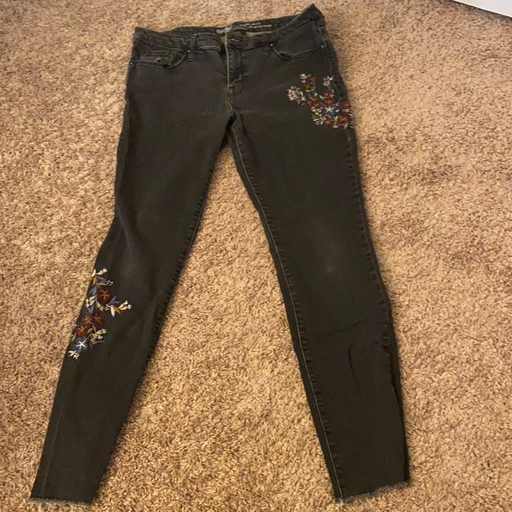 Black floral jeans